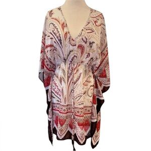 Tommy Bahama Bohemian Poncho Kaftan Lightweight Paisley Shirt Fall S/M
